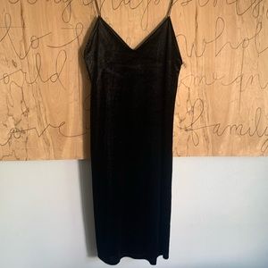 ZARA black velvet knee length dress, size M